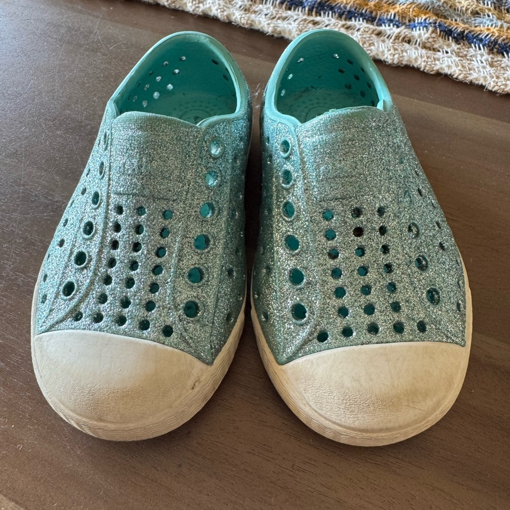 Native Kids Jefferson Glitter Slip-On Shoes - Teal